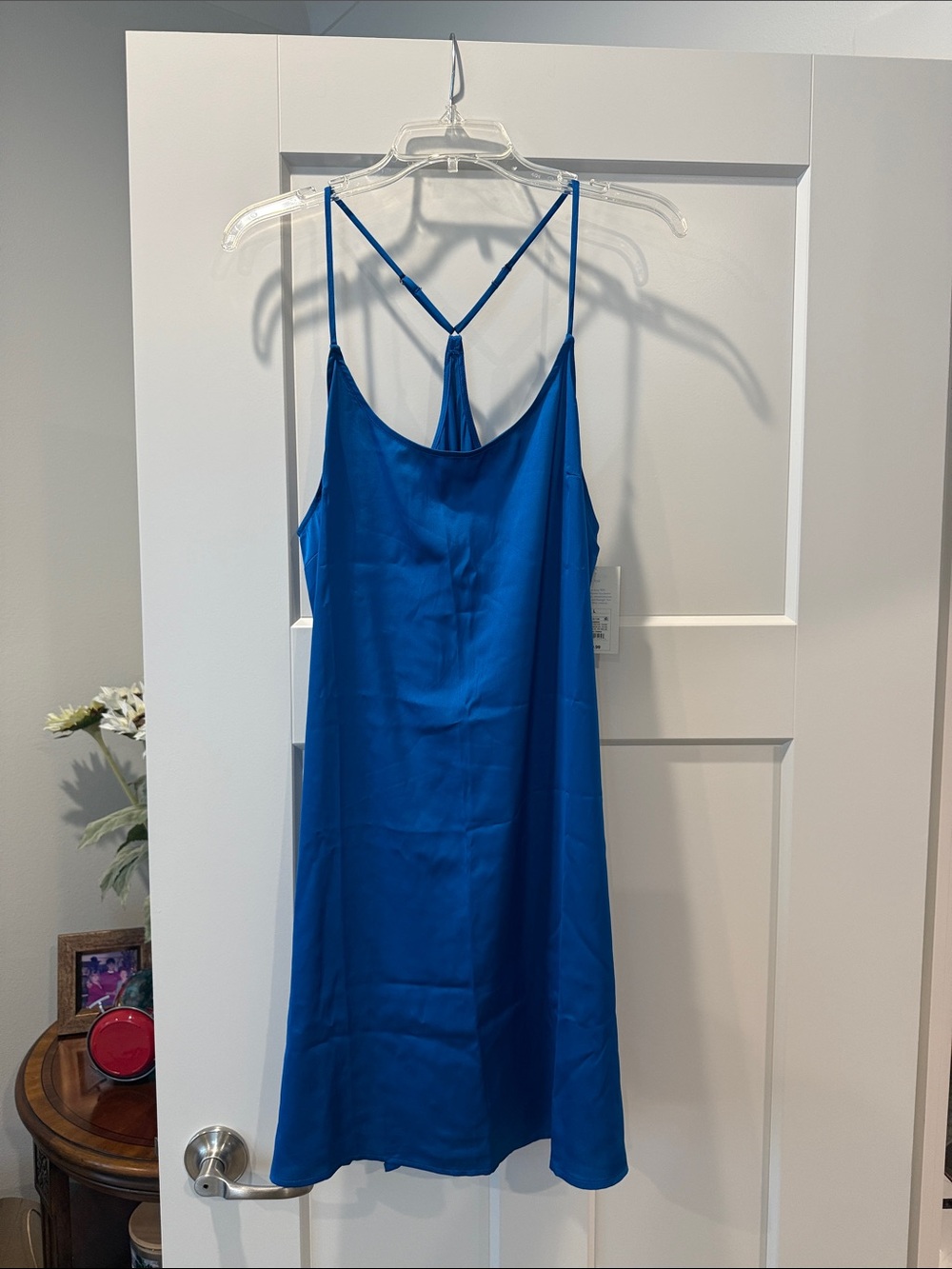 stars above Cobalt Blue Satin Mini Slip Dress